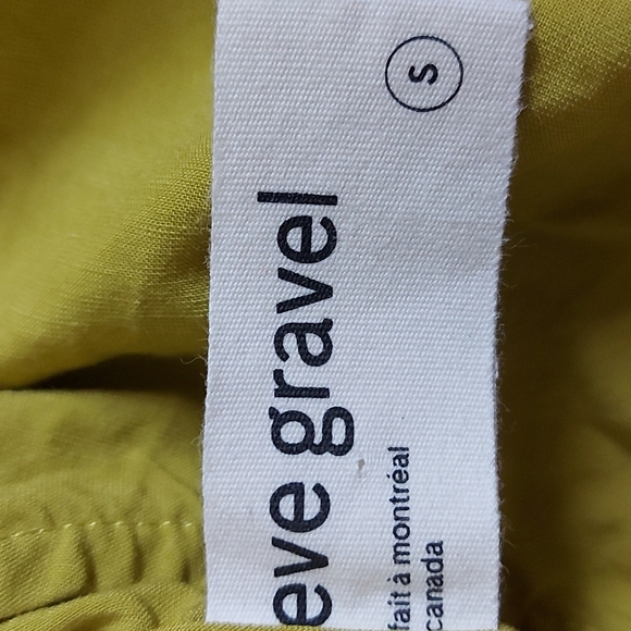 Eve Gravel linen top blouse crop mustard yellow small made in Canada - Picture 4 of 6